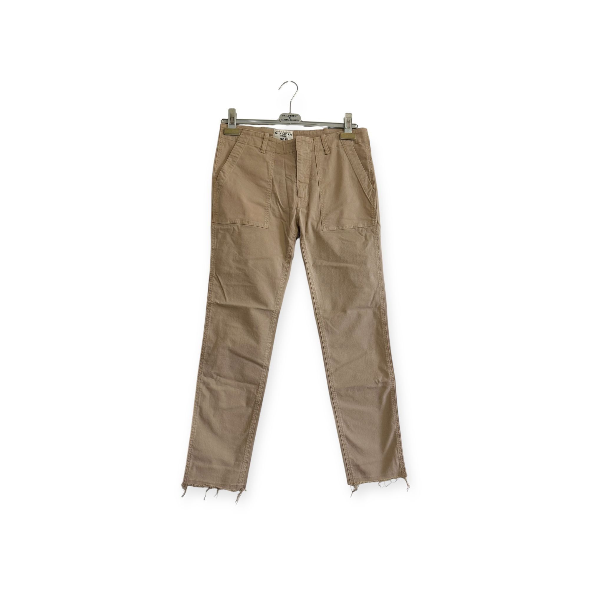 Nili Lotan Nili Lotan Jenna Cropped Raw-Edge Pants, Beige/Khaki, Size 4 Size 27" / US 4 / IT 40 - 1 Thumbnail