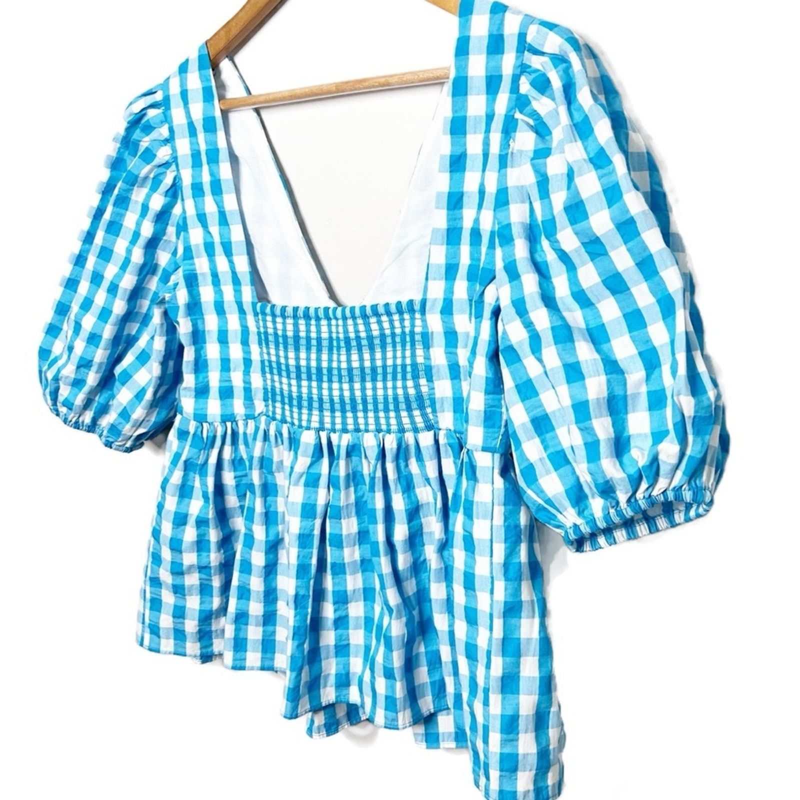 Lilly Pulitzer Lilly Pulitzer Sarafina Gingham Babydoll Women's Blouse Size L / US 10 / IT 46 - 12 Thumbnail