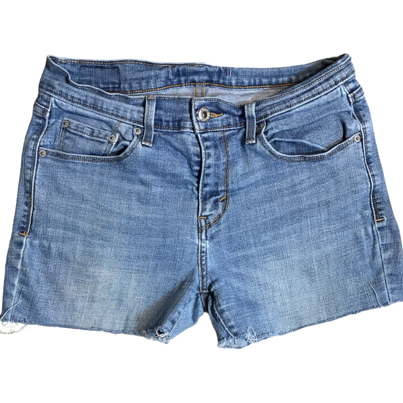 Levi's Levi's Shorts Womens Tag 6 Blue Denim Cut-Off Frayed Hems Zip Fly Light Blue 80s 90s Bohemian Classic Designer Walking Mens? Size 28" / US 6 / IT 42 - 2 Thumbnail