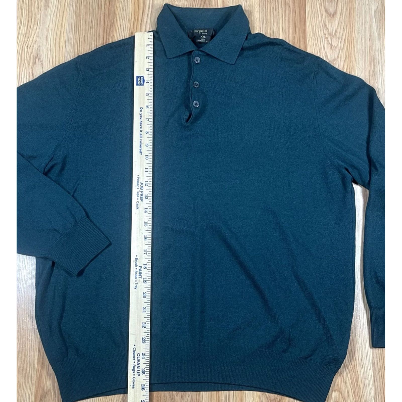 Vintage Giorgiolini Sweater Mens 2XL Green 100% Merino Wool Knit 1/4 Button Collared Pullover Long Sleeve Crew Neck Regular Fit Vintage: No Size US XXL / EU 58 / 5 - 3 Thumbnail