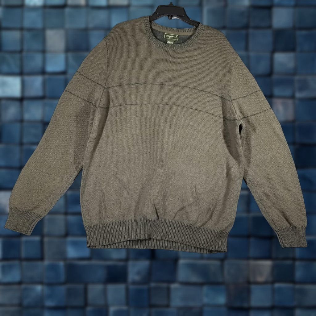 Eddie Bauer VINTAGE Eddie Bauer Sweater Men L Olive Green Crewneck Knit Pullover Ribbed Trim Knitwear 100% Cotton Pullover Size L Mens Size US L / EU 52-54 / 3 - 1 Thumbnail