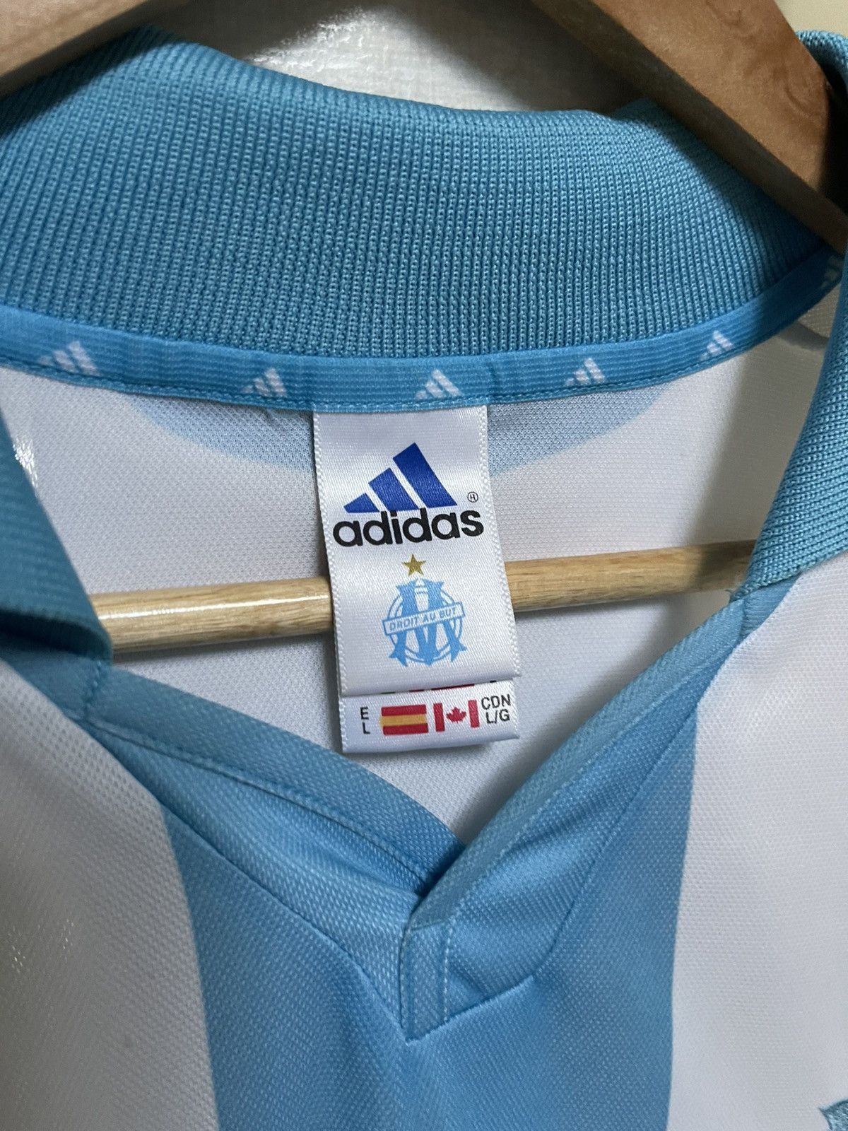 Adidas Marseille 2000-2001 Home Jersey Size US L / EU 52-54 / 3 - 3 Thumbnail
