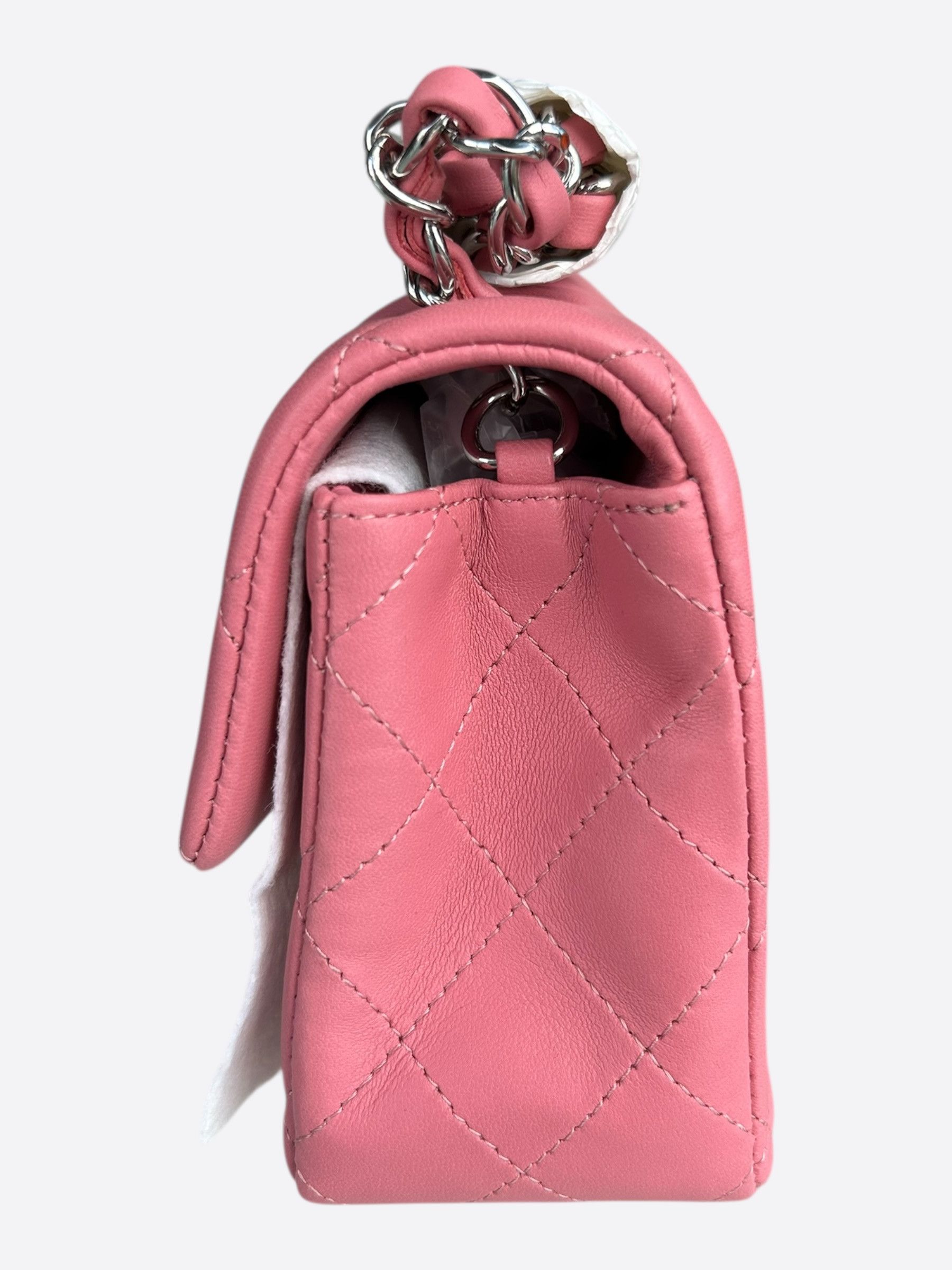 Chanel Pink Quilted Lambskin Mini Rectangular Flap Bag