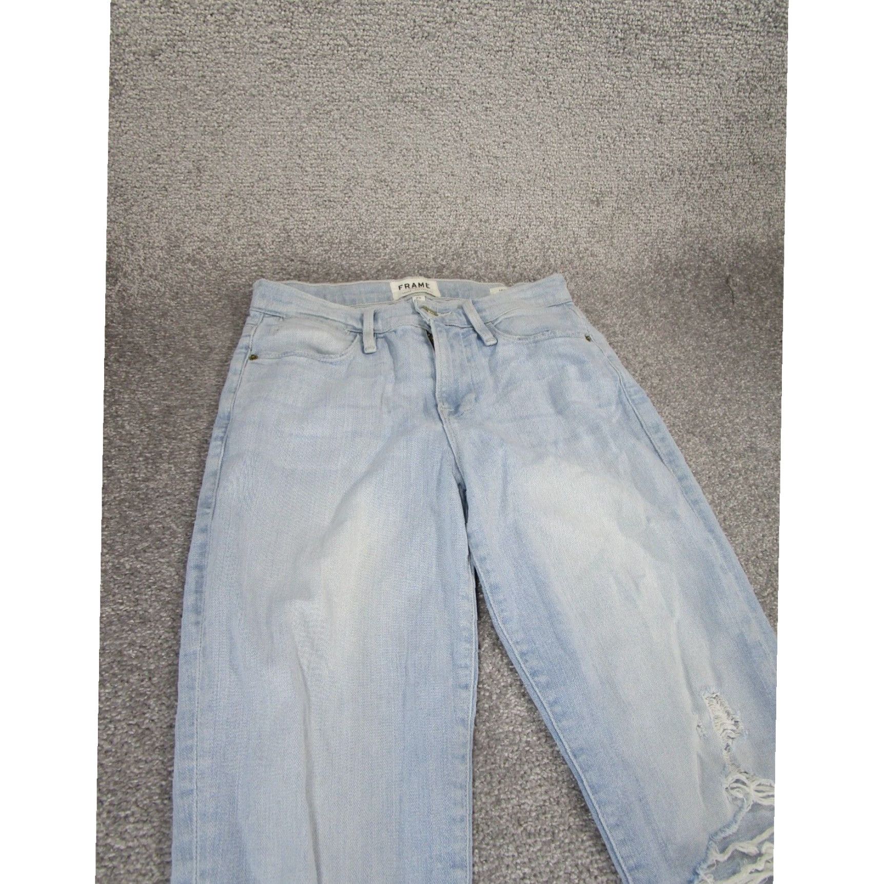 Frame Frame Womens 25 Le High Skinny Light Wash Denim Ripped Stain Size 42" / US 20 - 3 Thumbnail