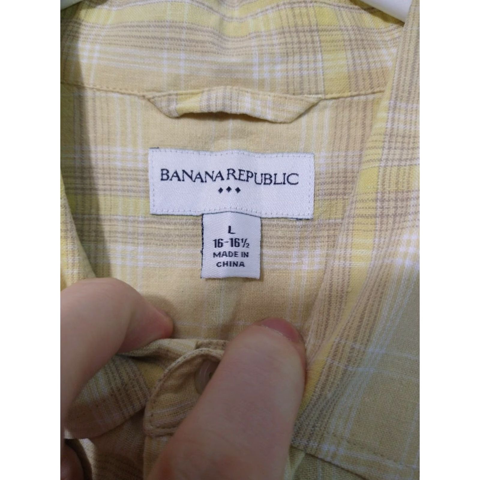Banana Republic Banana Republic Shirt Mens Large Yellow Plaid Linen Blend Button Up Short Sleeve Size US L / EU 52-54 / 3 - 5 Thumbnail