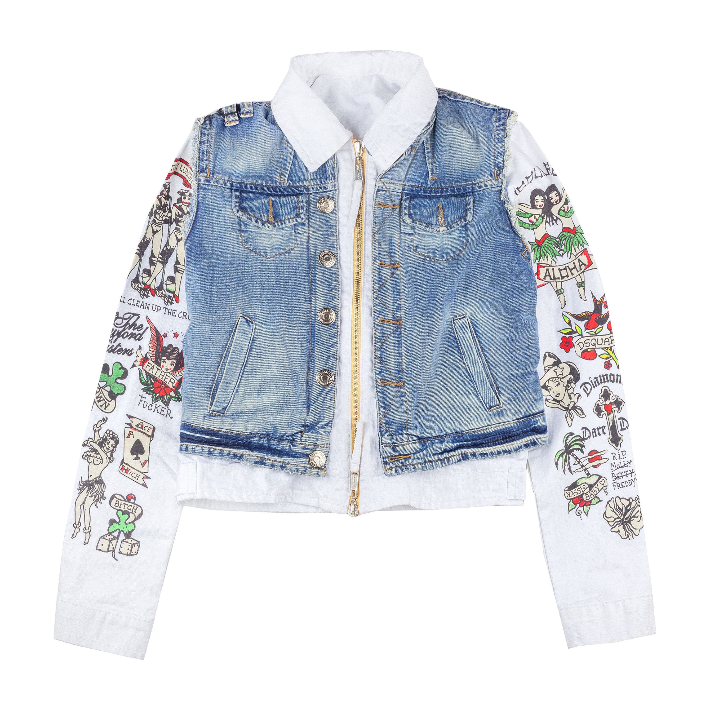 Dsquared2 DSQUARED2 Tattoo Print Detachable Jacket with Denim Vest Size US M / EU 48-50 / 2 - 1 Thumbnail
