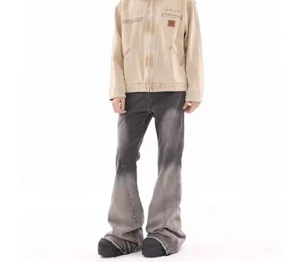 VIBE Vintage washed gradient raw edge draped micro-flare jeans Size US 34 / EU 50 - 7 Thumbnail