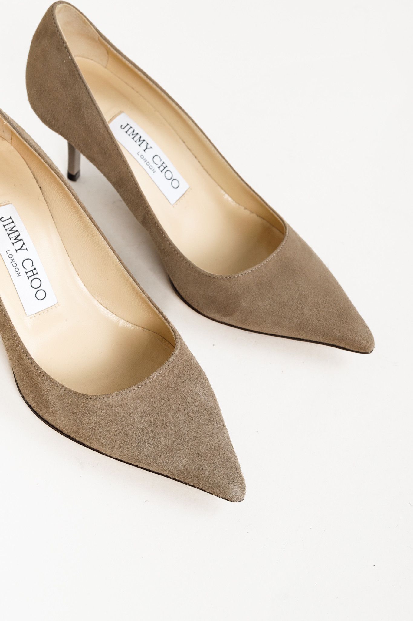 Jimmy Choo Jimmy Choo Aurora 60 Taupe Suede Pointed-Toe Heels Size US 4 / IT 34 - 6 Thumbnail
