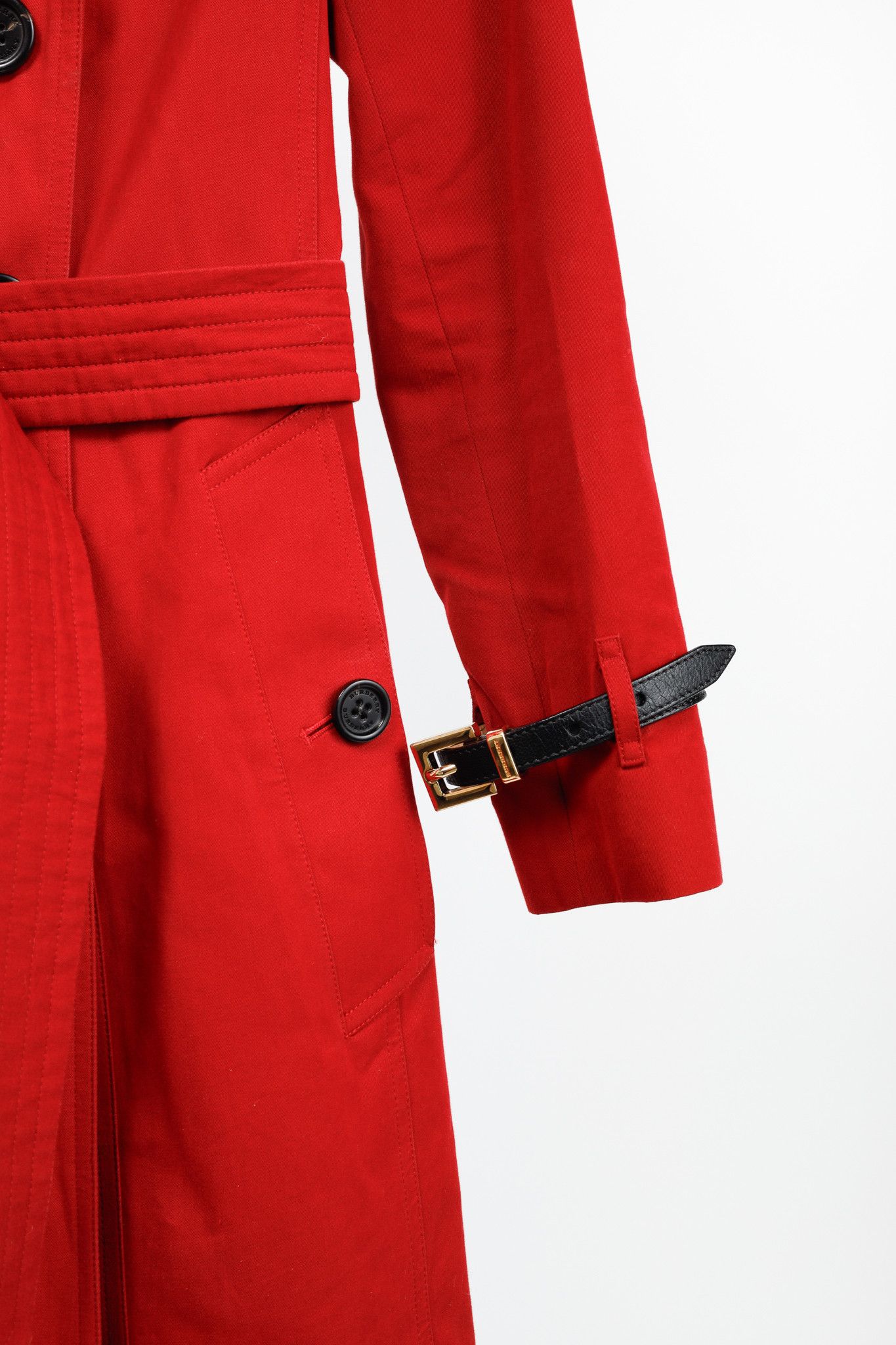 Burberry Burberry Red Cotton Belted Double-Breasted Trench Coat Size XXS / US 00 / IT 34 - 7 Thumbnail