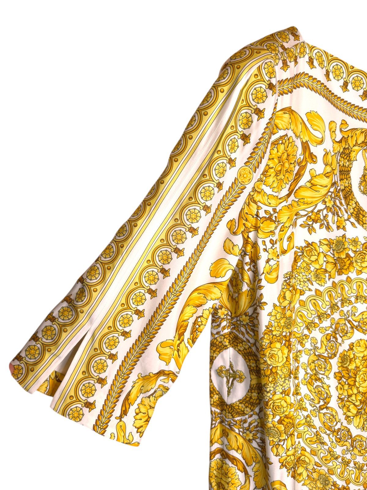 Versace Versace Baroque Print Dress Gold White Viscose Size M / US 6-8 / IT 42-44 - 3 Thumbnail