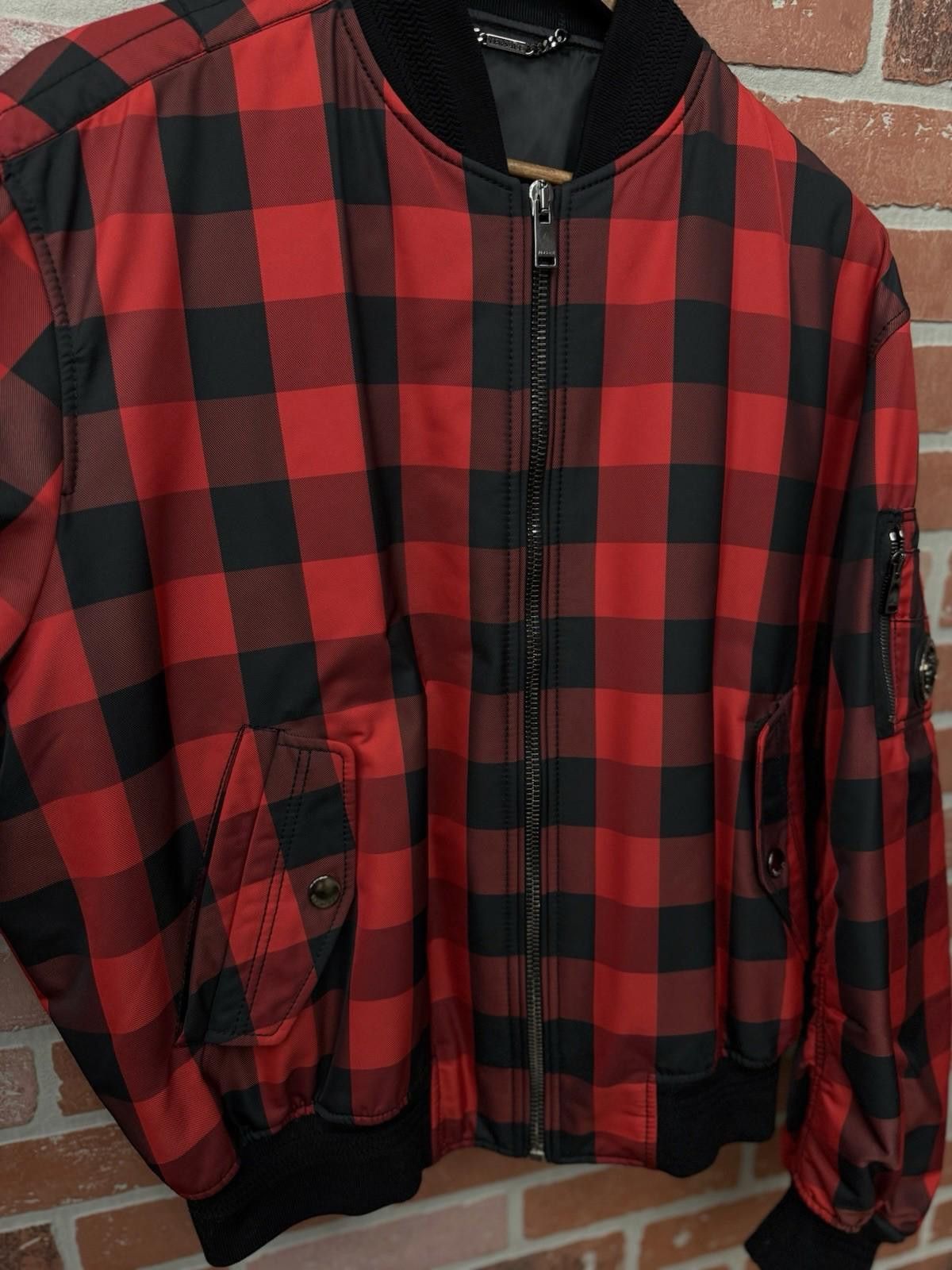 Versace Versace Gingham Bomber Jacket Red Size 52 $1975 RARE Size US L / EU 52-54 / 3 - 8 Thumbnail