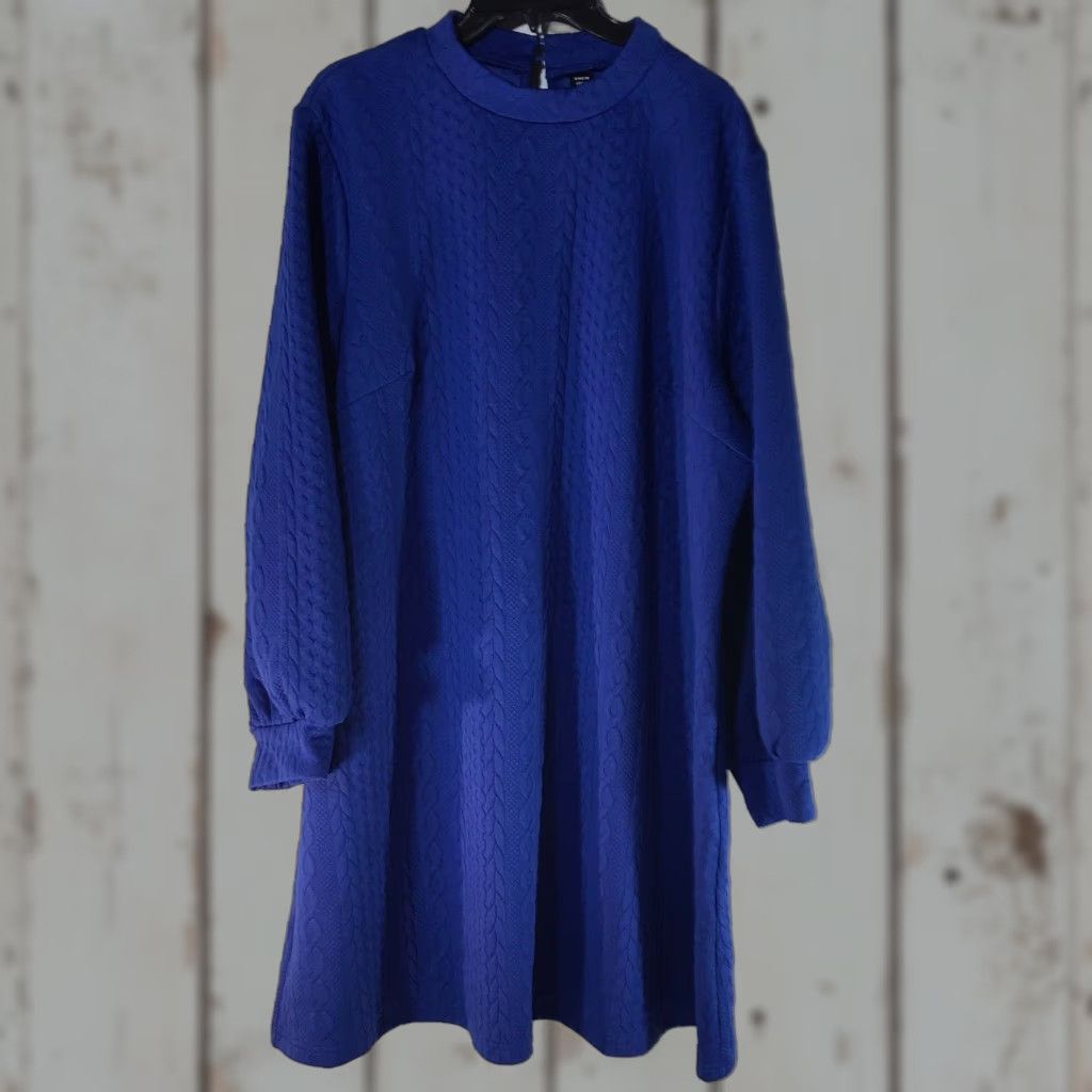 Shein Shein Women Plus Size Blue A-Line Midi Dress Long Sleeve Casual Knit Spring Fall Winter Size XXL / US 16-18 / IT 52-54 - 1 Thumbnail