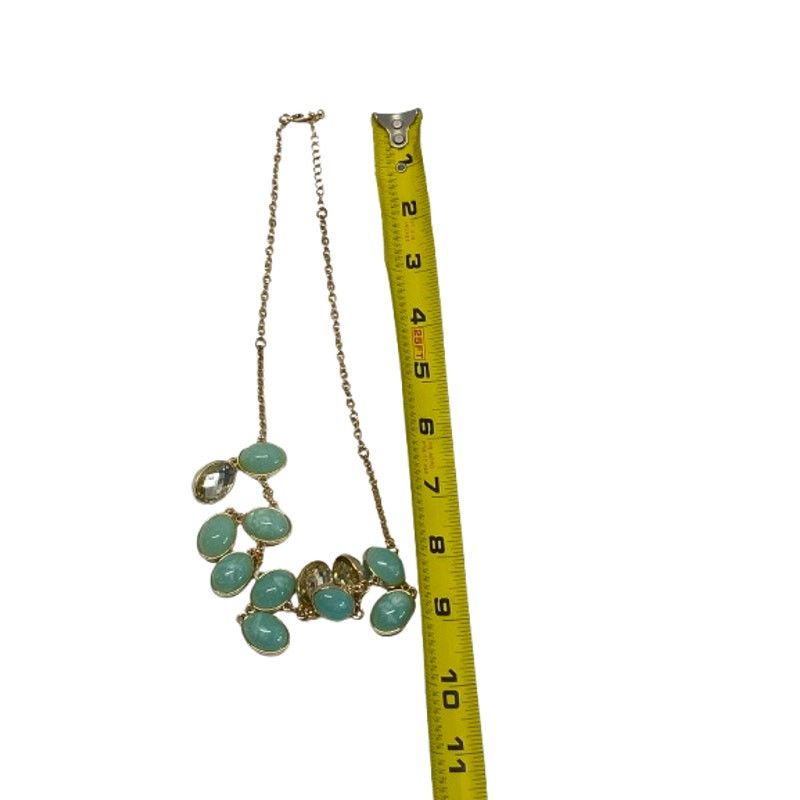 The Unbranded Brand Gold Tone Aqua Stone Dangle Necklace Statement Jewelry Size ONE SIZE - 5 Thumbnail