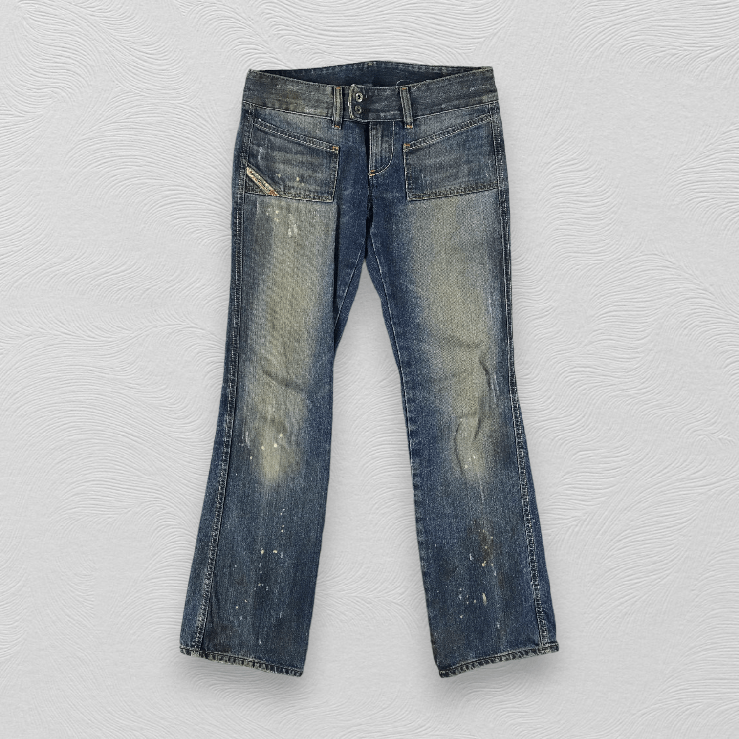 Diesel Bush Pants Jeans Dirty Wash Flare Denim KJ1752