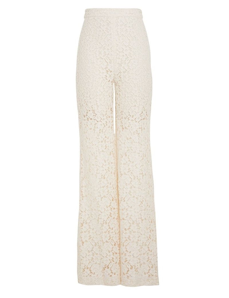 Zimmermann oc11z0226 Illuminate Lace Straight Pants In Ivory Size 34" / US 12 / IT 48 - 1 Thumbnail