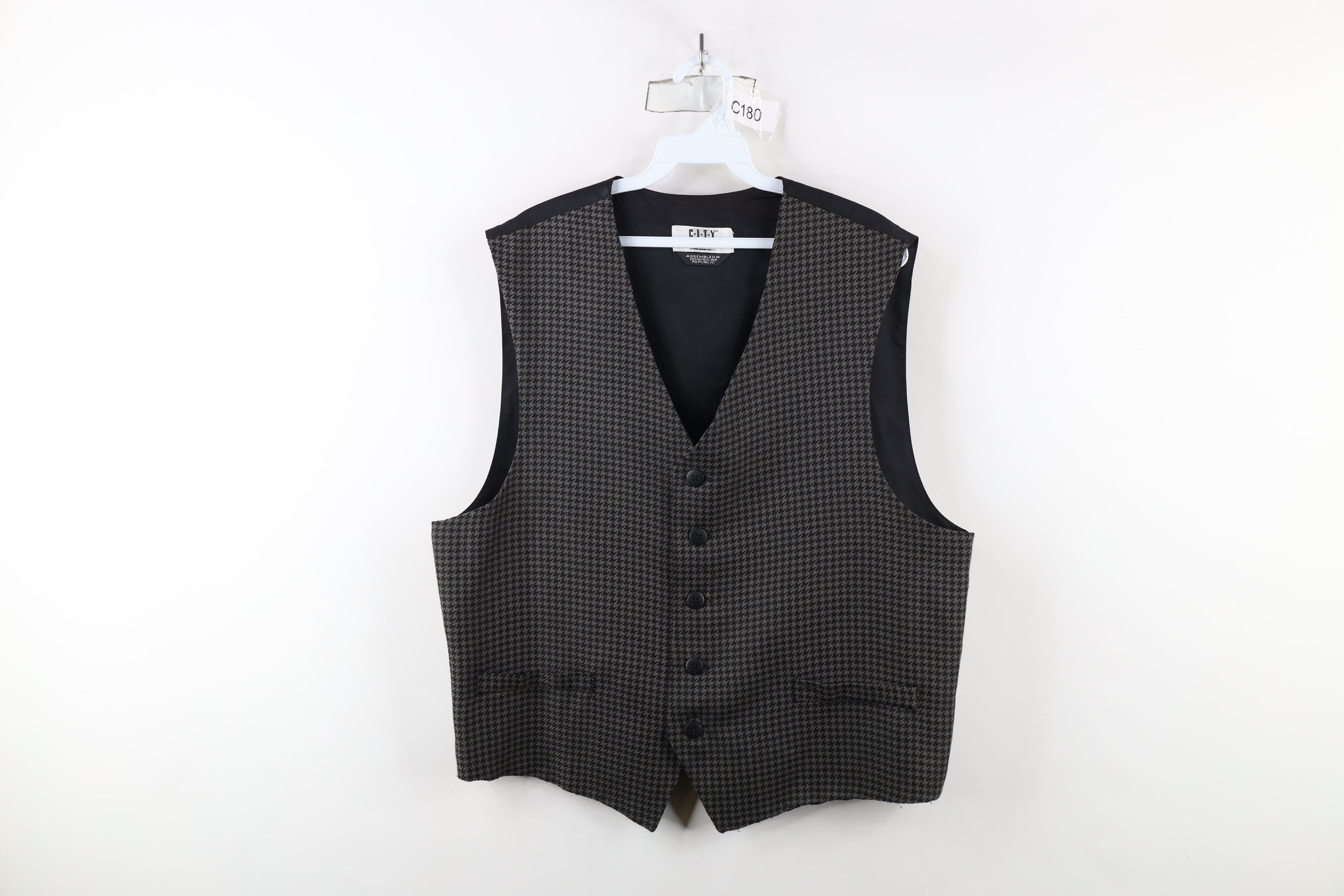 Vintage Vintage 90s Streetwear Houndstooth Button Suit Vest Jacket Size US M / EU 48-50 / 2 - 1 Thumbnail