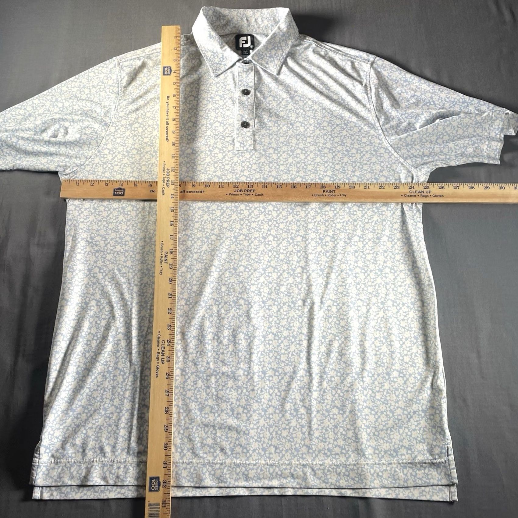 Footjoy FootJoy Polo XL Geometric Floral Golf Performance FJ Flowers Light Blue Men Polo Short Sleeve Breathable All Seasons Regular Classic Sports Size US XL / EU 56 / 4 - 5 Thumbnail