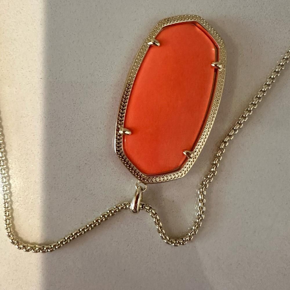 Kendra Scott Kendra Scott Reid Coral Pendant Gold Chain Long Necklace Size ONE SIZE - 3 Thumbnail