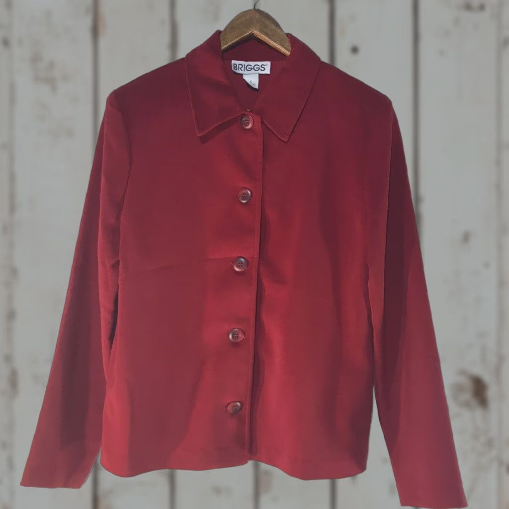 Vintage Vintage Briggs Red Full Button Lightweight Dress Jacket Womens Size S USA Size S / US 4 / IT 40 - 1 Thumbnail