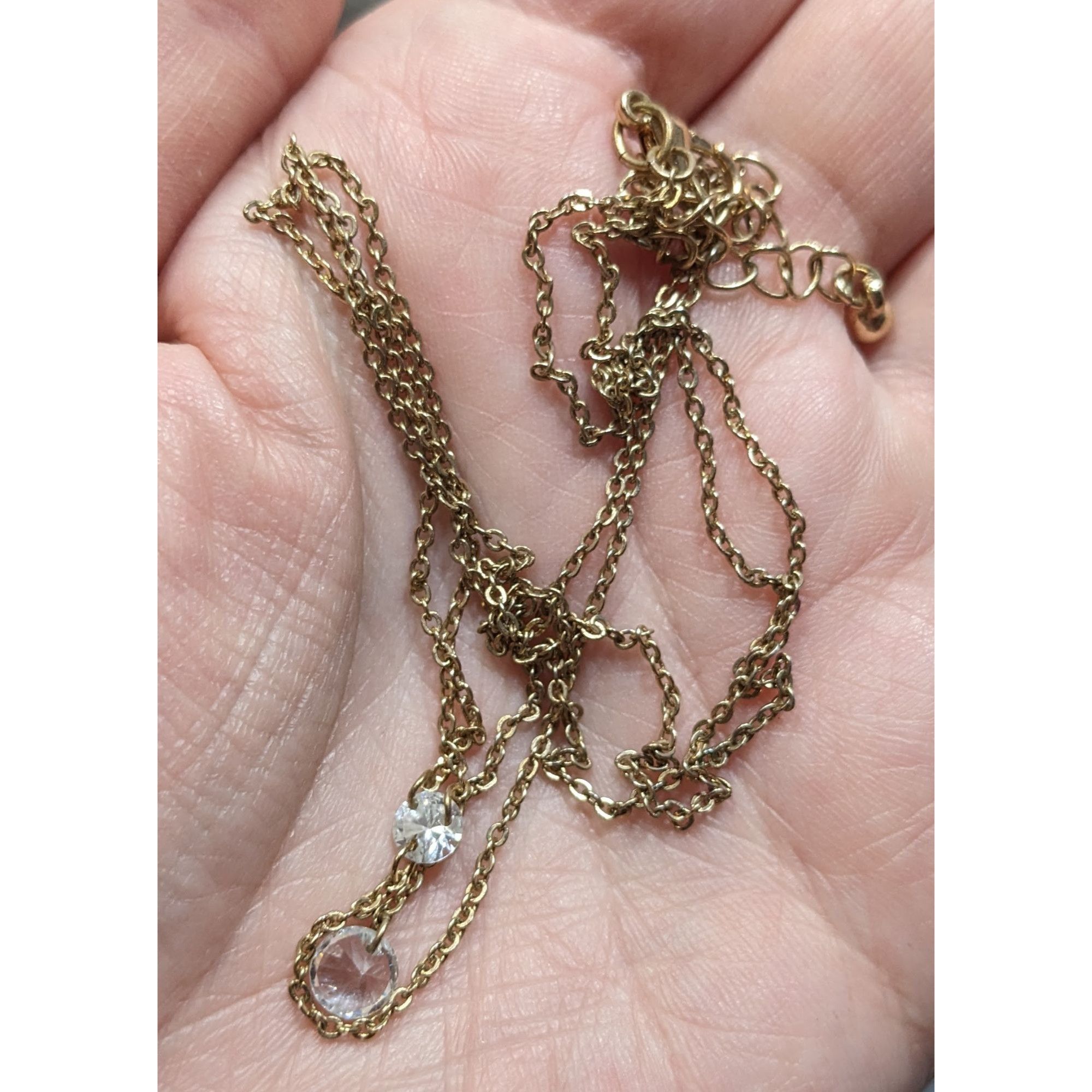 Other Gold-Tone Y-Shaped Necklace With Clear Crystal Accents Adjus Size ONE SIZE - 7 Thumbnail