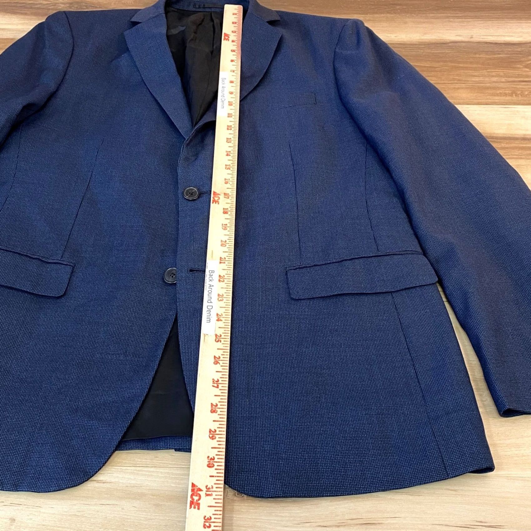 Theory Theory Blazer Mens 42 Sport Coat Wool Blue Micro Pattern Notch Lapel Four-Button Cuffs Two-Button Front Formal Business Regular Cowan? Size 42R - 7 Thumbnail
