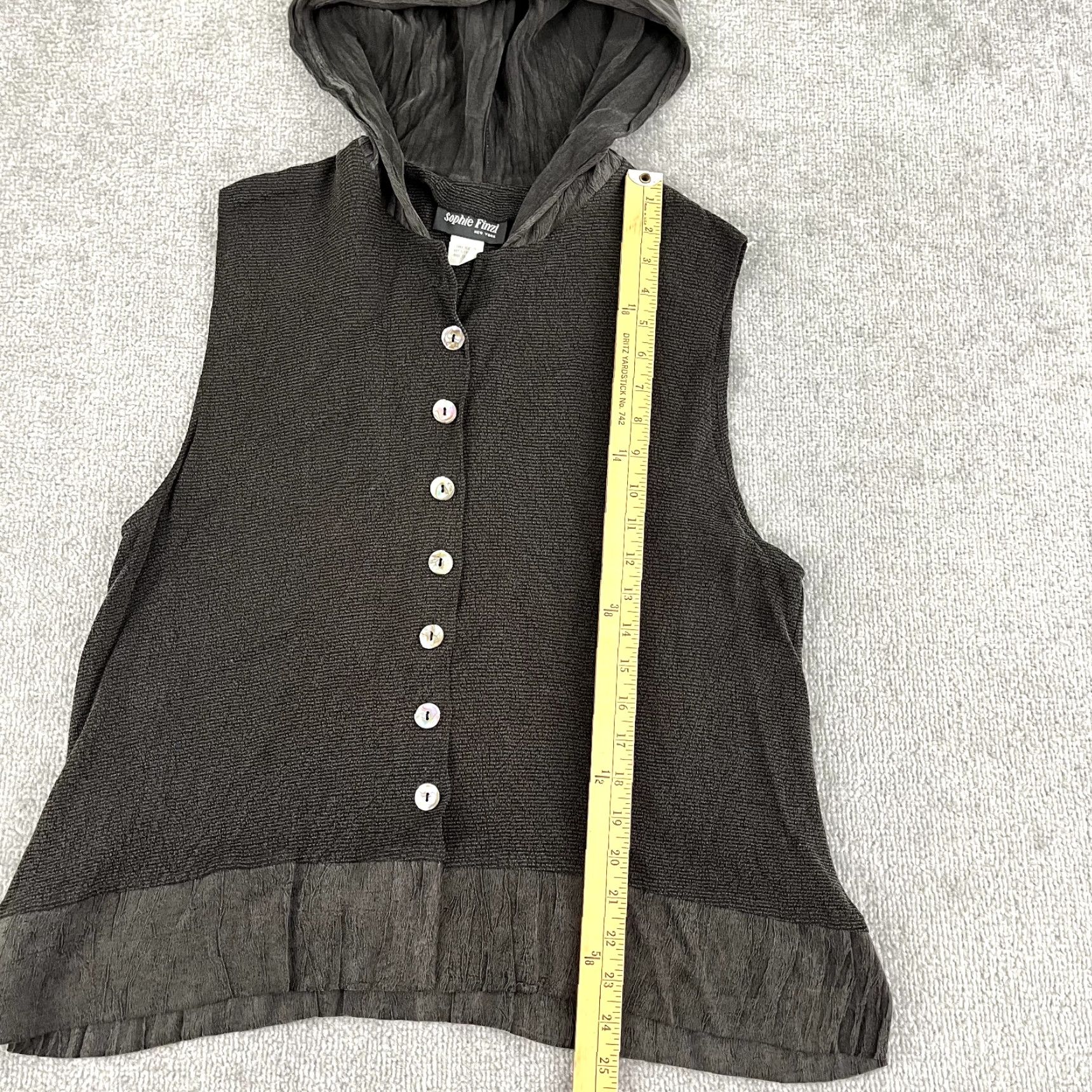 Vintage SOPHIE FINZI Top Womens S/M Gray 100% Bemberg Rayon Hooded Sleeveless Jacket USA Vintage No Size M / US 6-8 / IT 42-44 - 3 Thumbnail