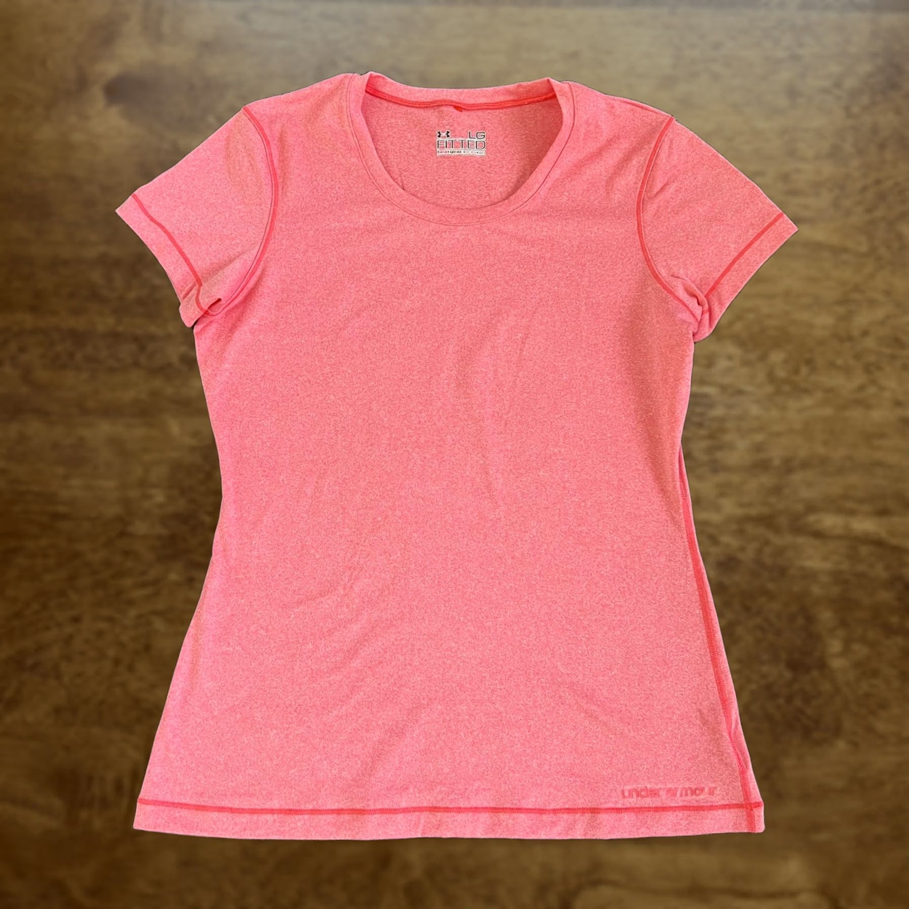 Under Armour Under Armour HeatGear Shirt Womens Large Pink Fitted Crew Neck Workout Tee Size L / US 10 / IT 46 - 1 Thumbnail