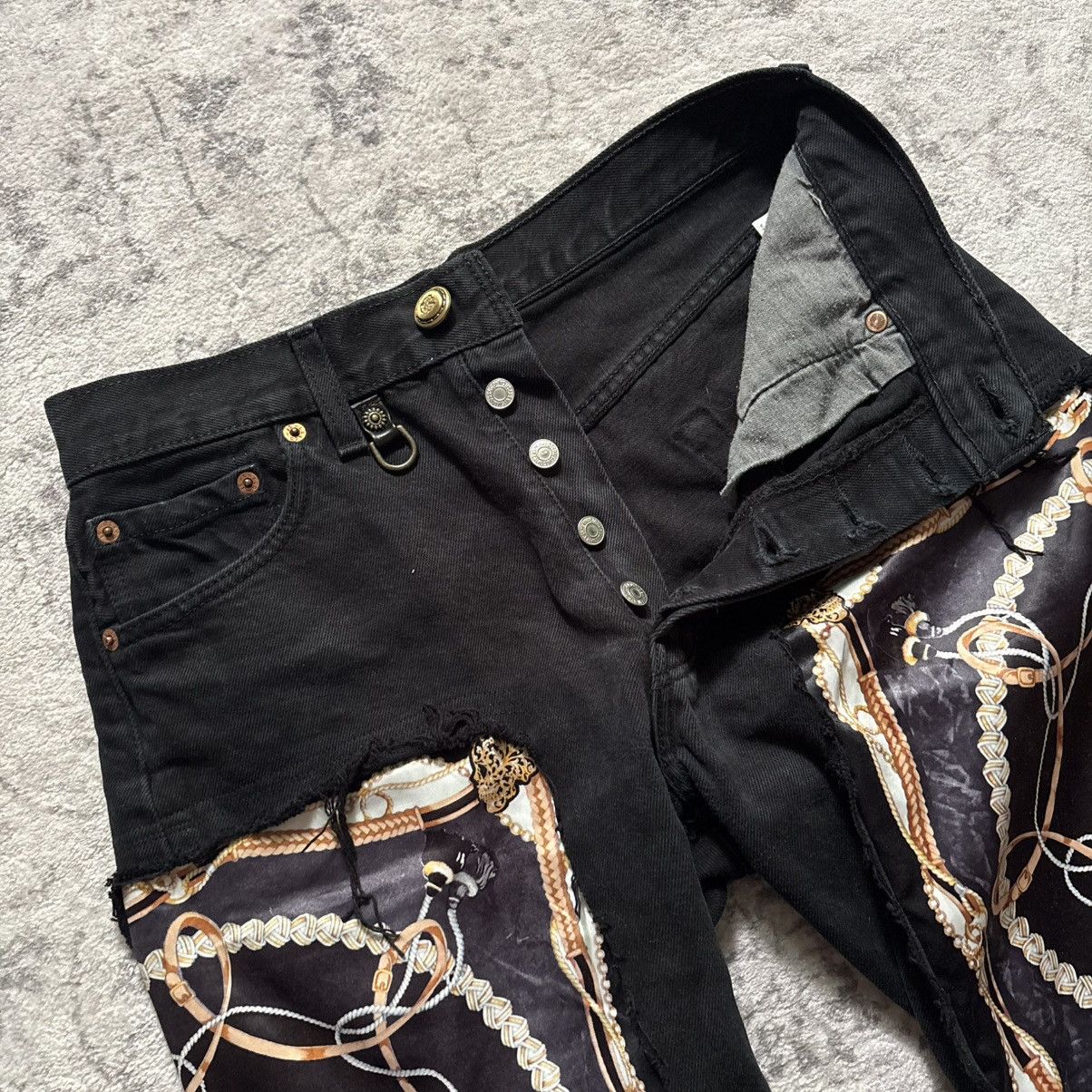 Obelisk Obelisk Silk Skull Insert Denim Jorts Black | Size 28 Size US 28 / EU 44 - 5 Thumbnail