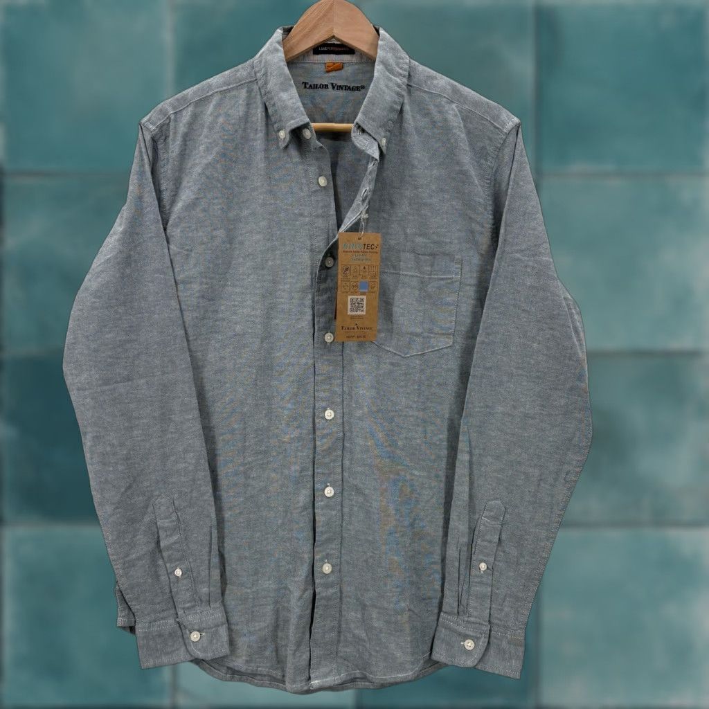 Vintage VINTAGE Tailor Vintage Shirt Mens Medium Gray Luxe Performance Airotec Button-Down NWT Size US M / EU 48-50 / 2 - 1 Thumbnail