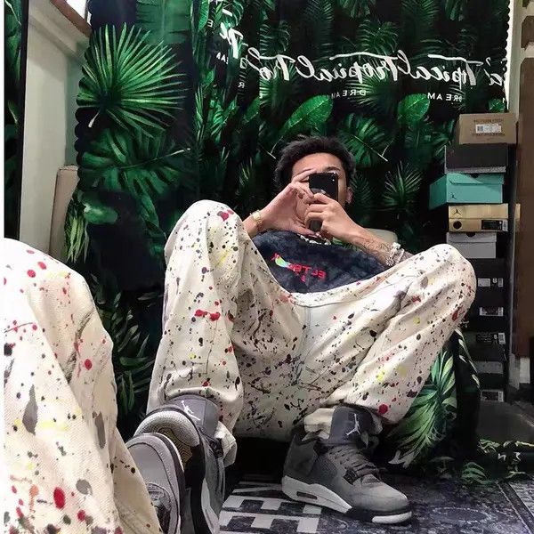 VIBE Street Retro Tie Dye Splashed Ink Loose Jeans Size US 30 / EU 46 - 4 Thumbnail