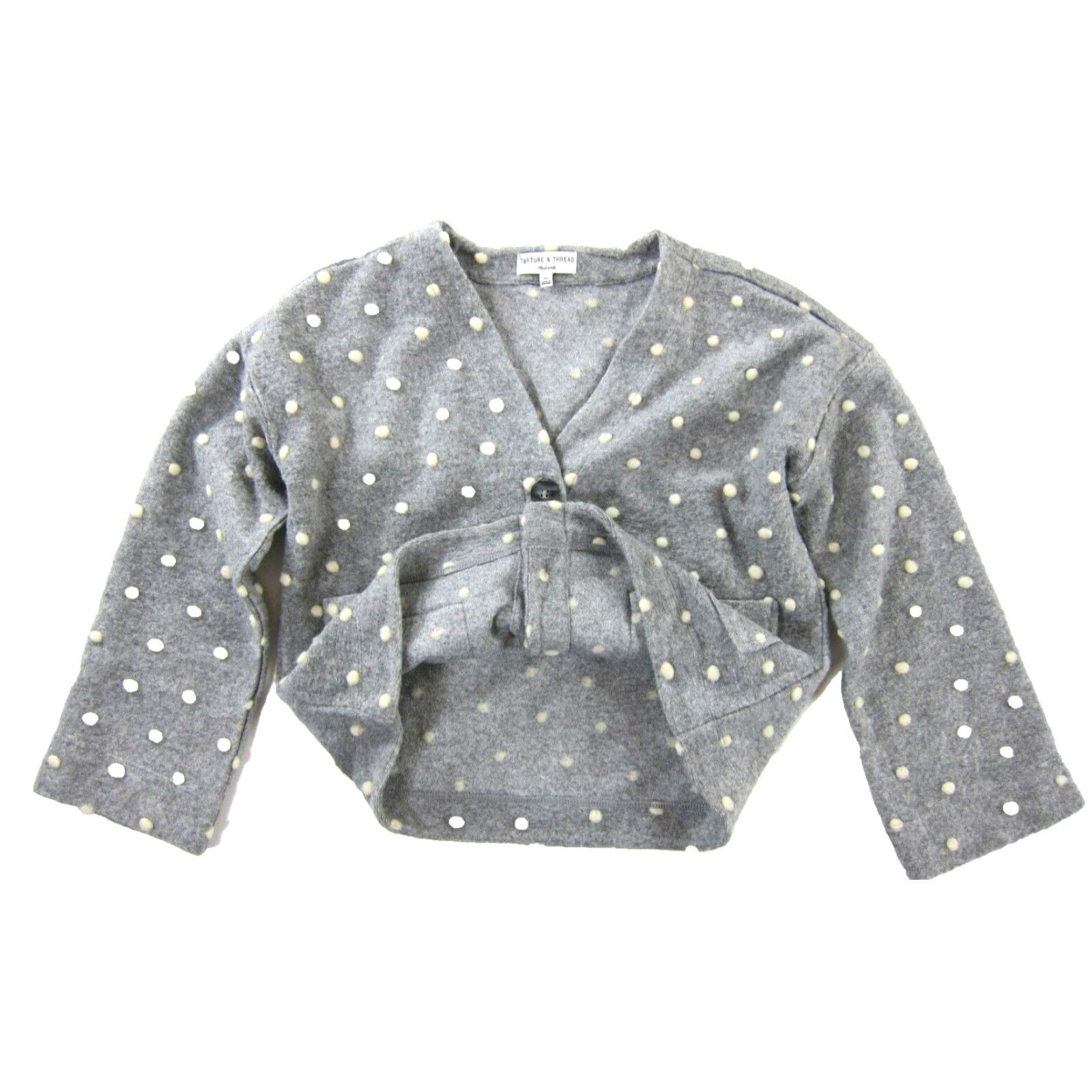Madewell VINTAGE Madewell TEXTURE & THREAD Grey Ivory Polka Dot Button Up Cardigan Sweater XS Size XS / US 0-2 / IT 36-38 - 5 Thumbnail