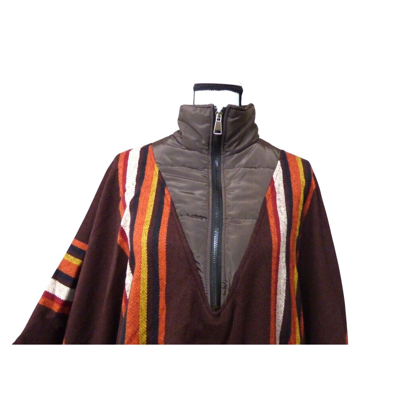Steve Madden Steve Madden Striped Puff-neck, Poncho (Puffcho), Maroon Size ONE SIZE - 3 Thumbnail