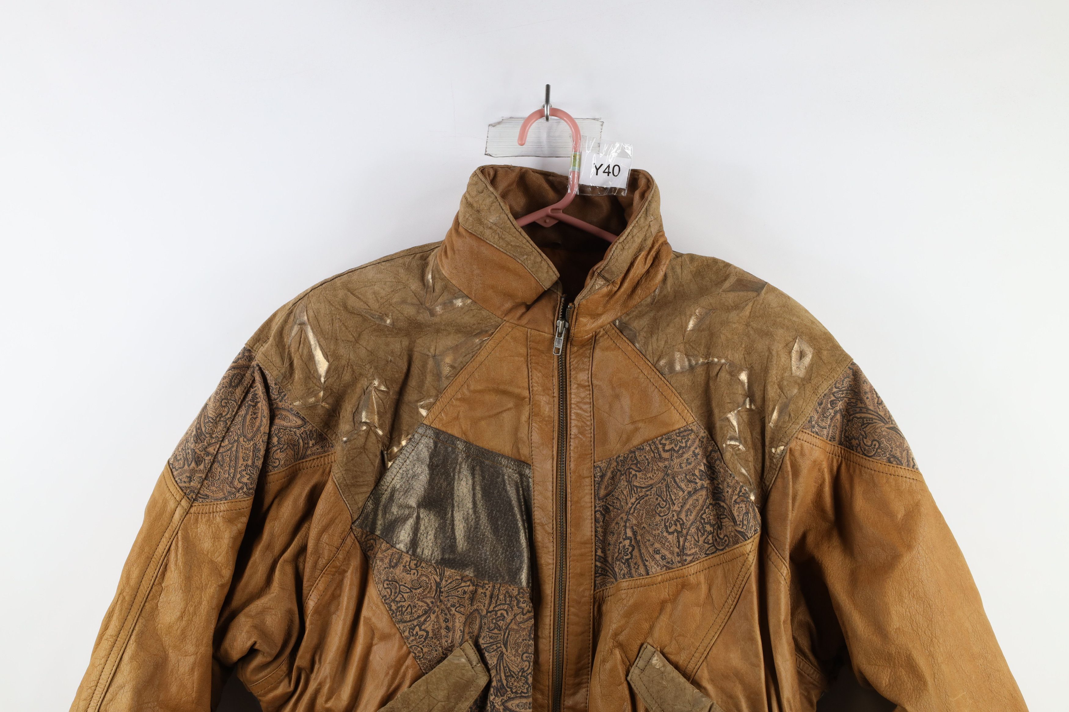 Deadstock Vintage 90s Streetwear Leather Bomber Jacket Womenswear