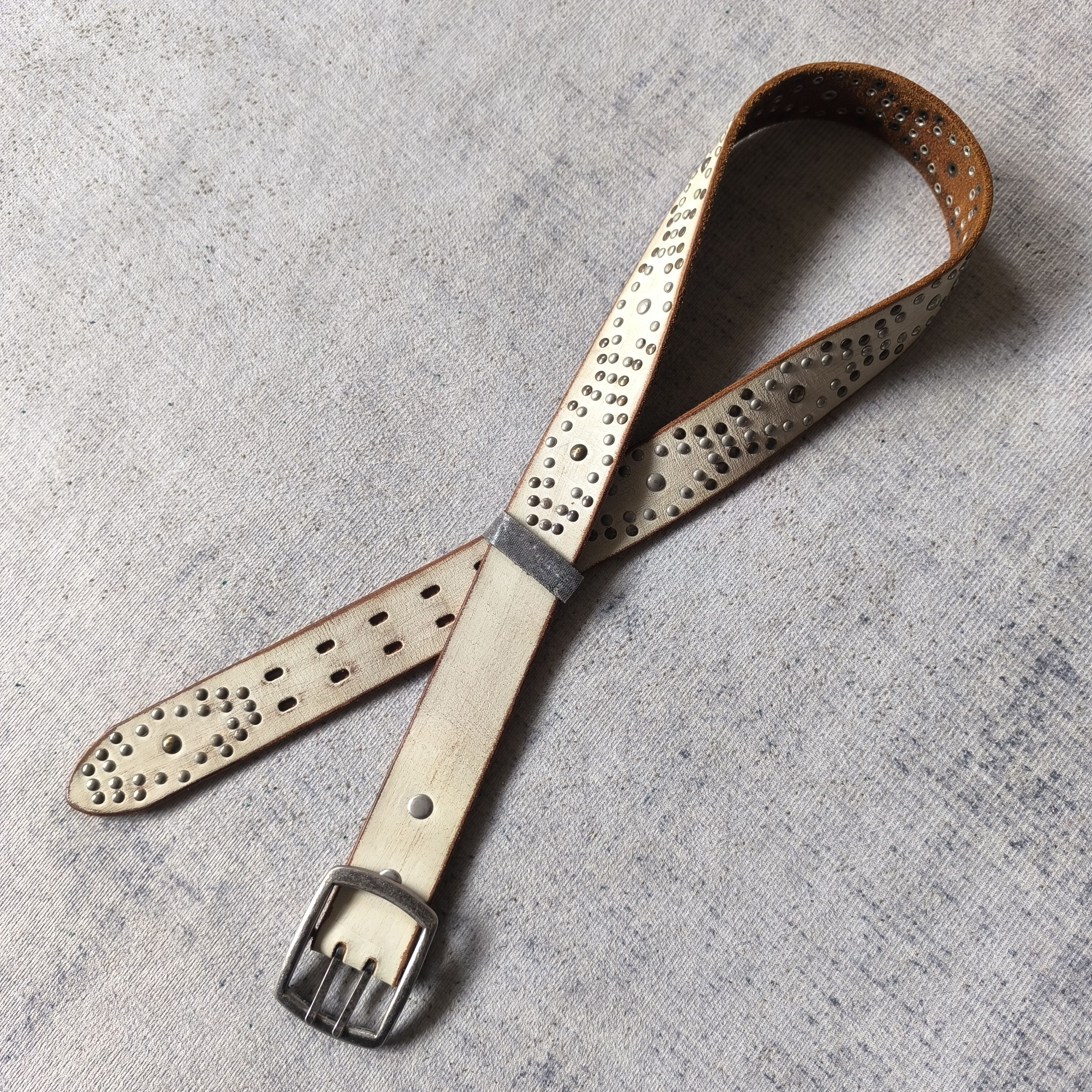 PPFM 💥 Vintage japanese double prong stud punk rock leather belt Size ONE SIZE - 10 Thumbnail