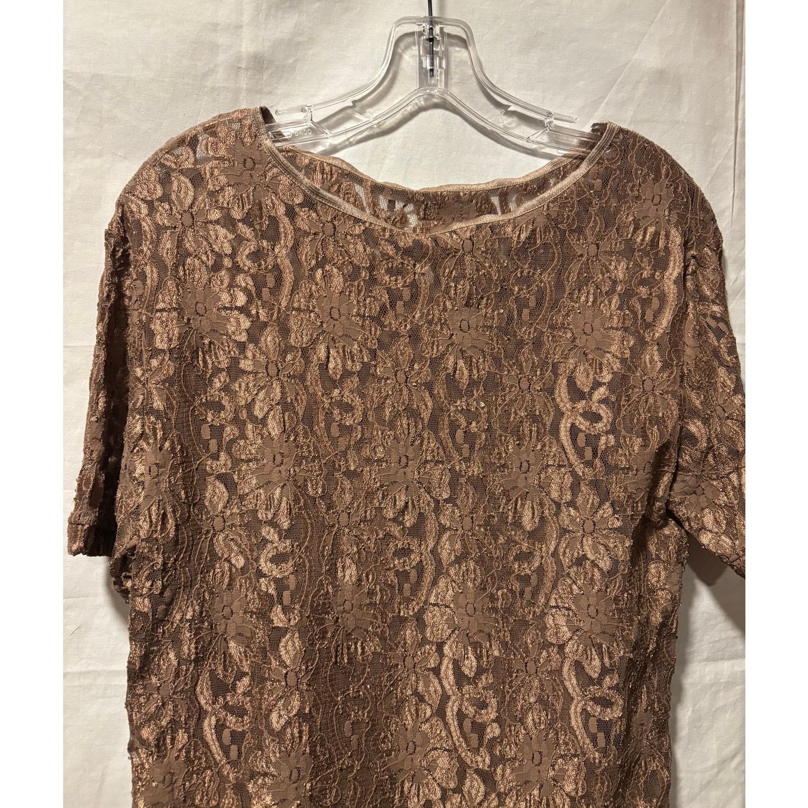 Vintage Cinema Etoile Vintage Cocoa Brown Lace Top Short Sleeve Size S / US 4 / IT 40 - 4 Thumbnail