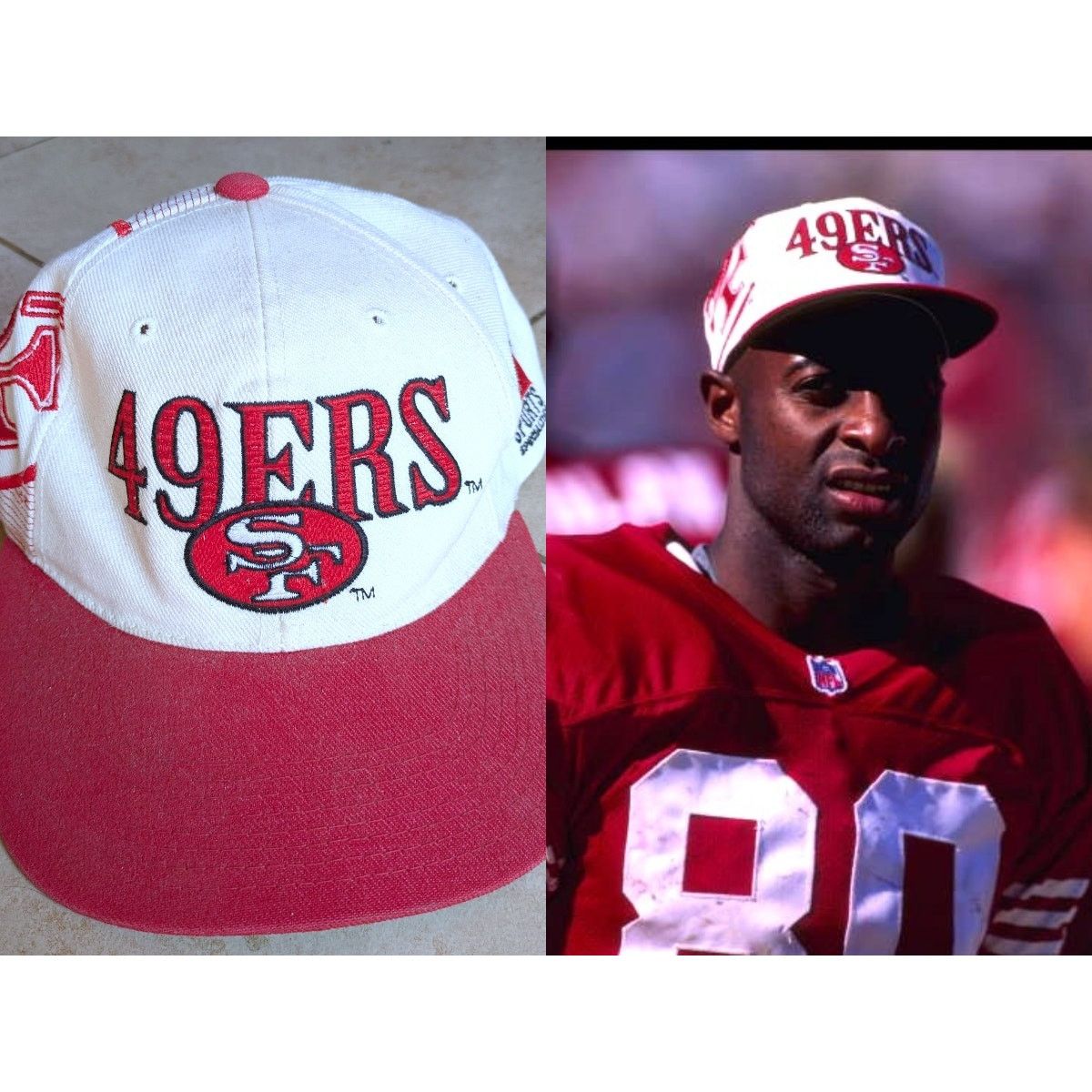 NFL San Francisco 49ers 90s LASER snapback White red cap NFL vtg Size ONE SIZE - 1 Thumbnail