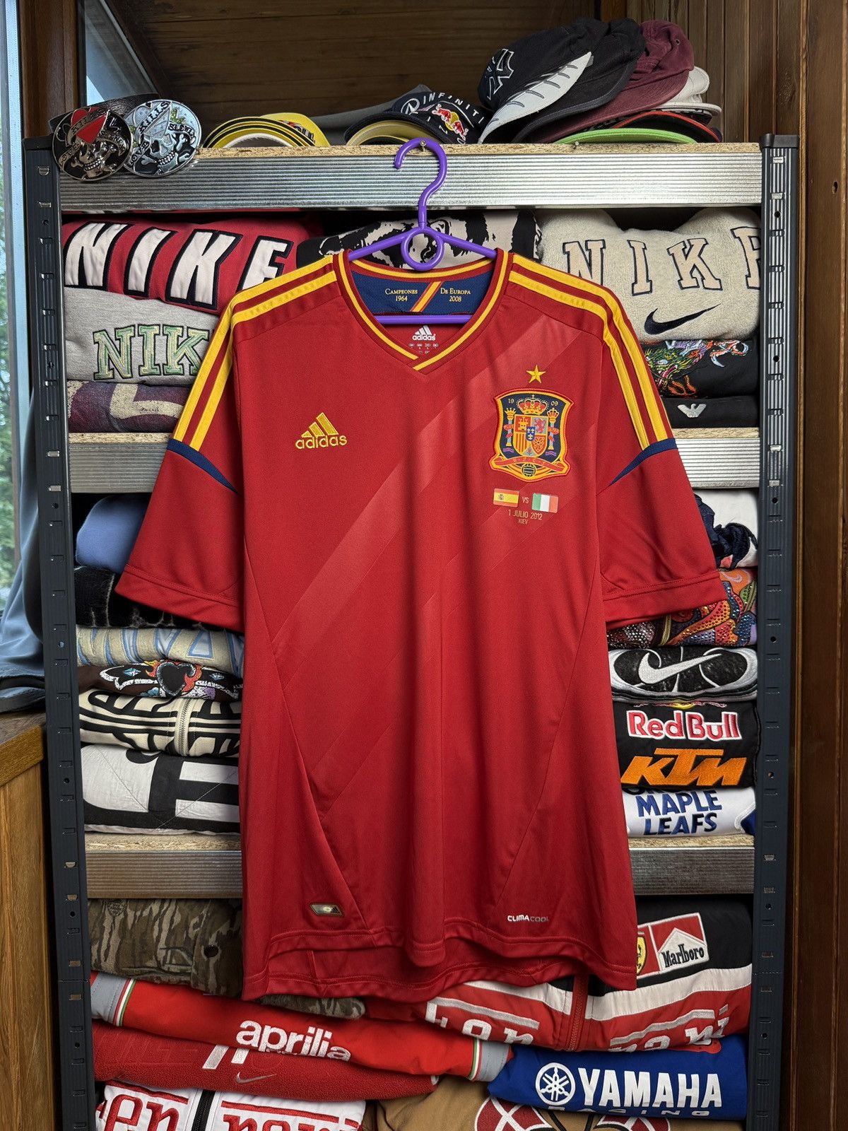 Adidas Vintage UEFA Euro 2012 Poland Ukraine Spain Soccer Jersey Size US L / EU 52-54 / 3 - 1 Thumbnail