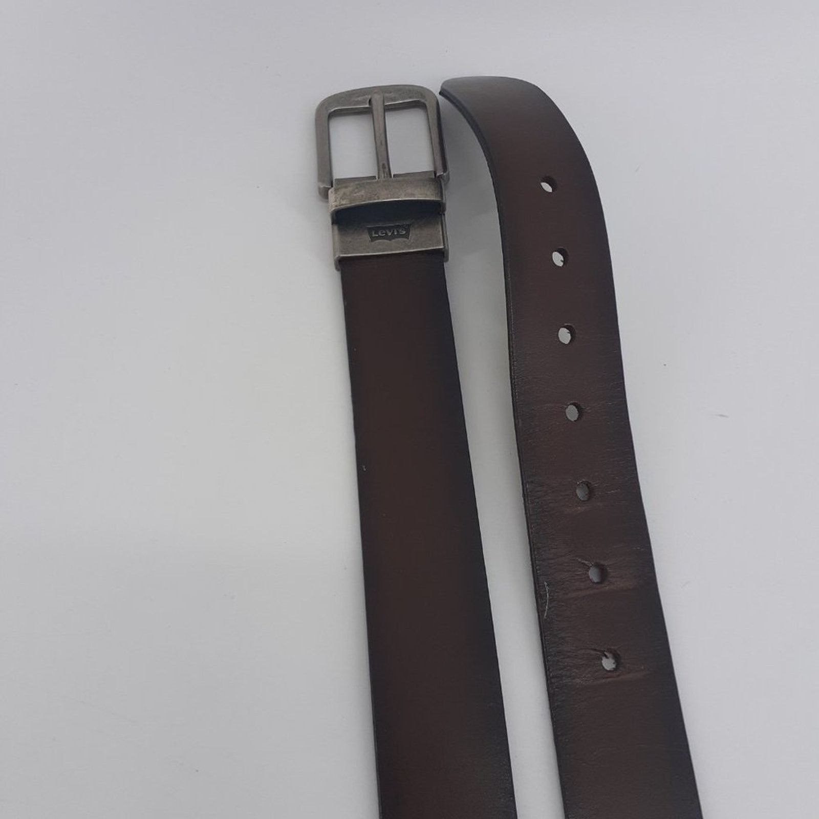 Levi's Levi's Men's Leather Dark Belt Brown Silver Tone Size 40 Size 40 - 4 Thumbnail