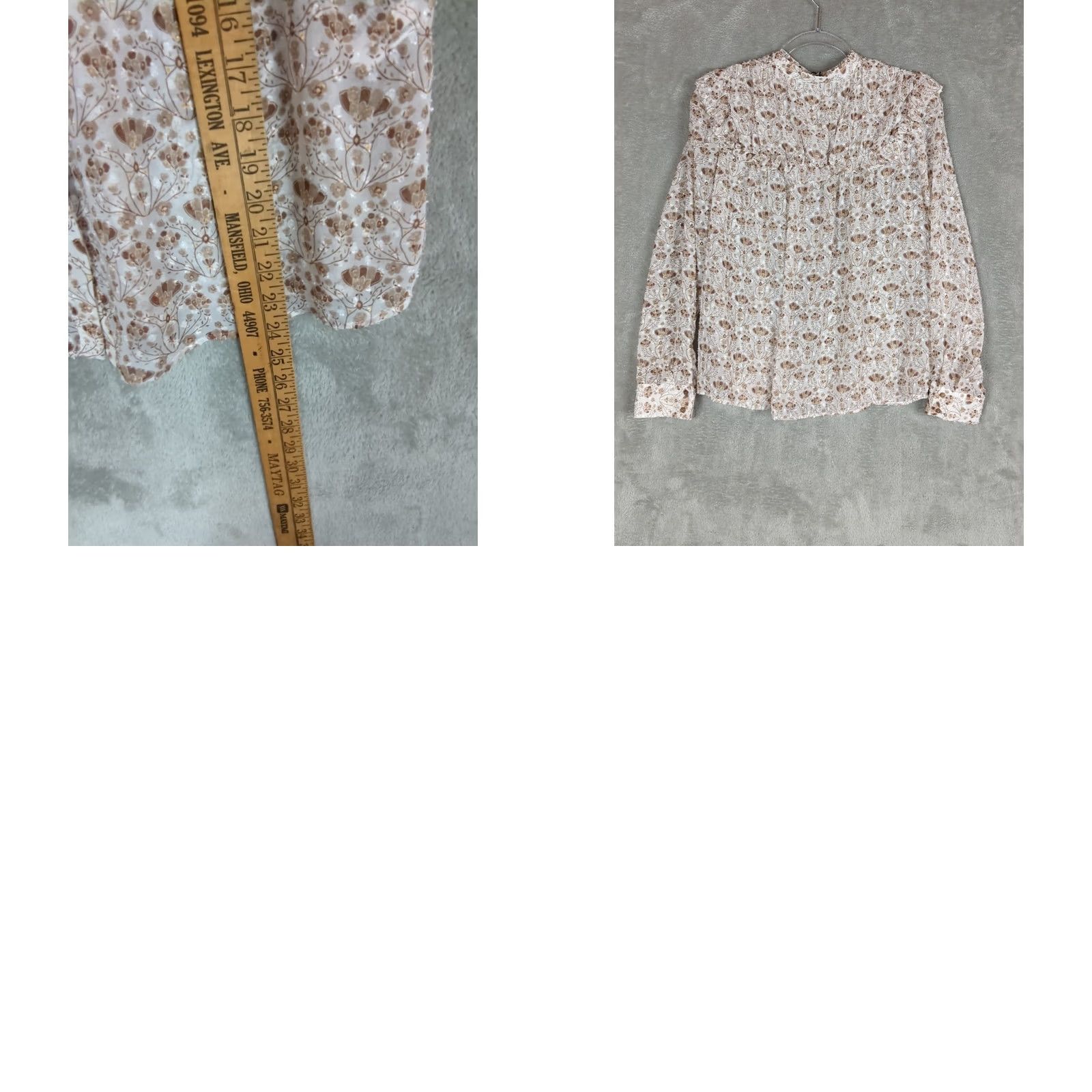 Zara Zara Blouse Shirt Brown Floral Sz S Peasant Prairie Cottagecore Feminine Dainty Size S / US 4 / IT 40 - 9 Thumbnail