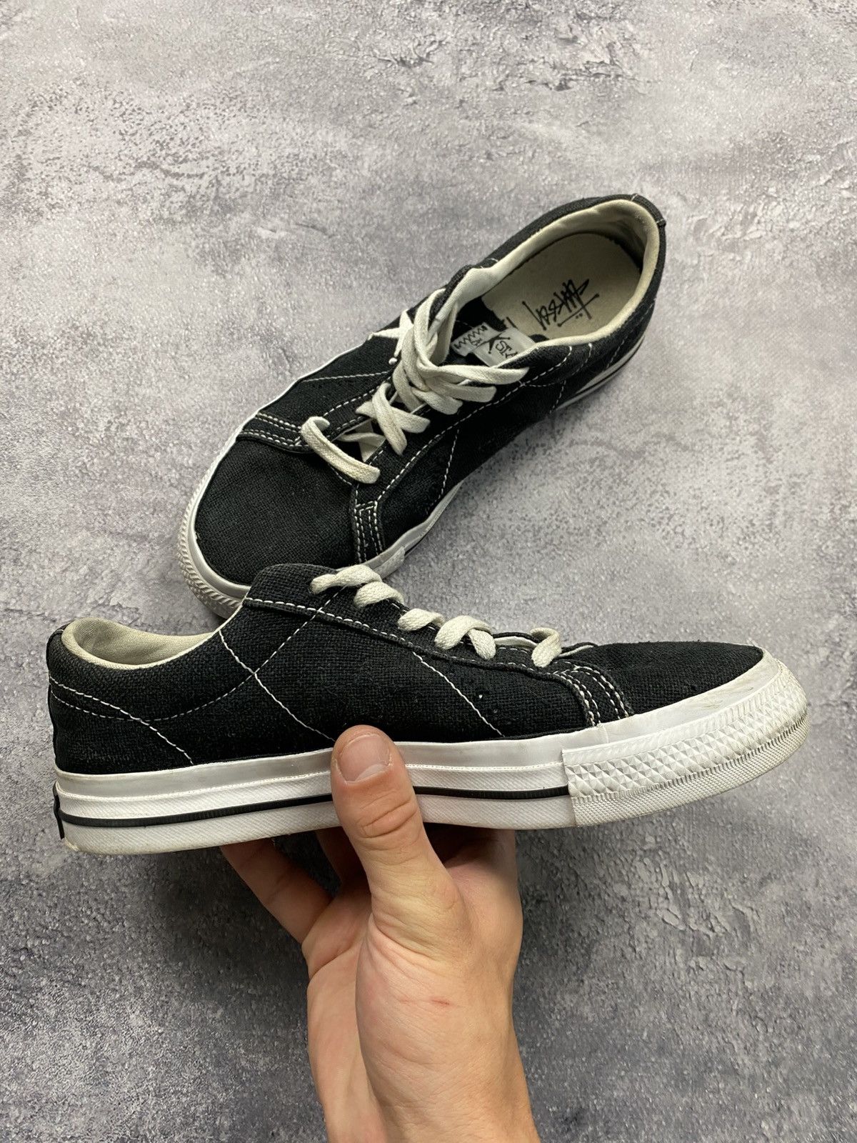 Converse × Stussy Stussy Converse Chuck One Star Low Top Black Sneakers Shoes Size US 6 / EU 39 - 17 Thumbnail