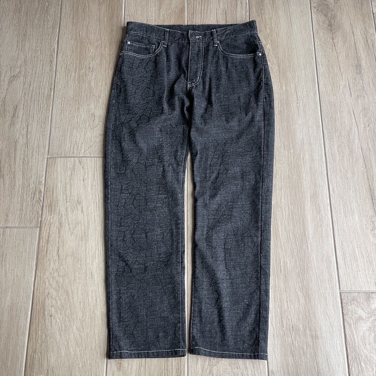 Japanese Brand BBCO Cracked Print Lightweight Denim Jeans Size US 32 / EU 48 - 1 Thumbnail