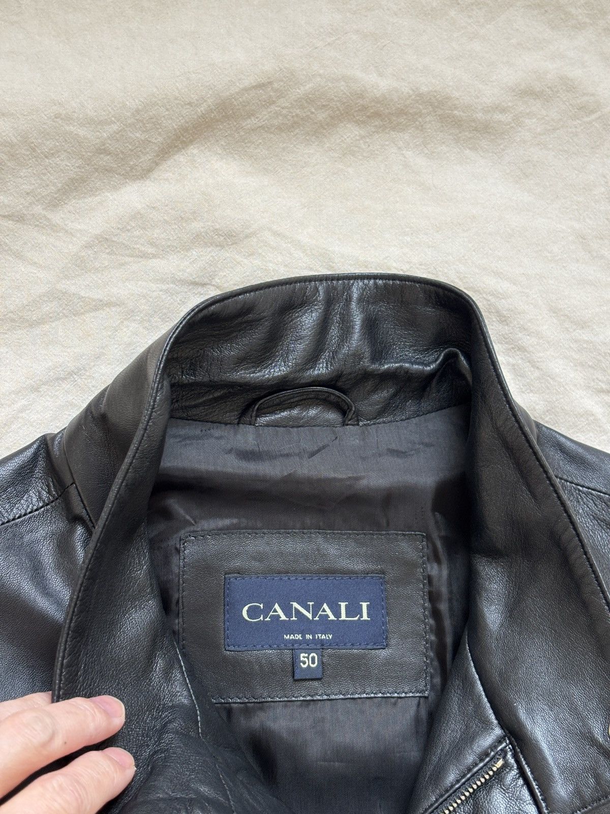 Canali Canali Black Leather Jacket Size IT50 Size US M / EU 48-50 / 2 - 3 Thumbnail