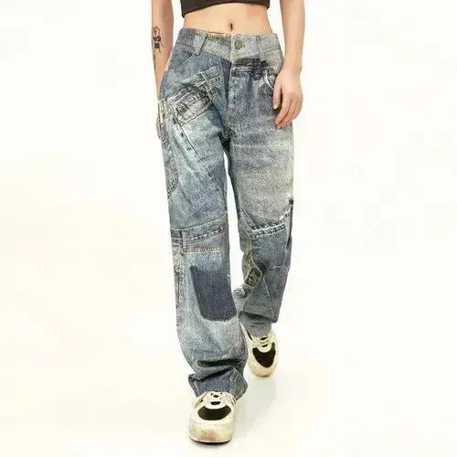 Japanese Brand VIBE Y2K High Street Color Match Patchwork Baggy Jeans Size US 32 / EU 48 - 1 Thumbnail
