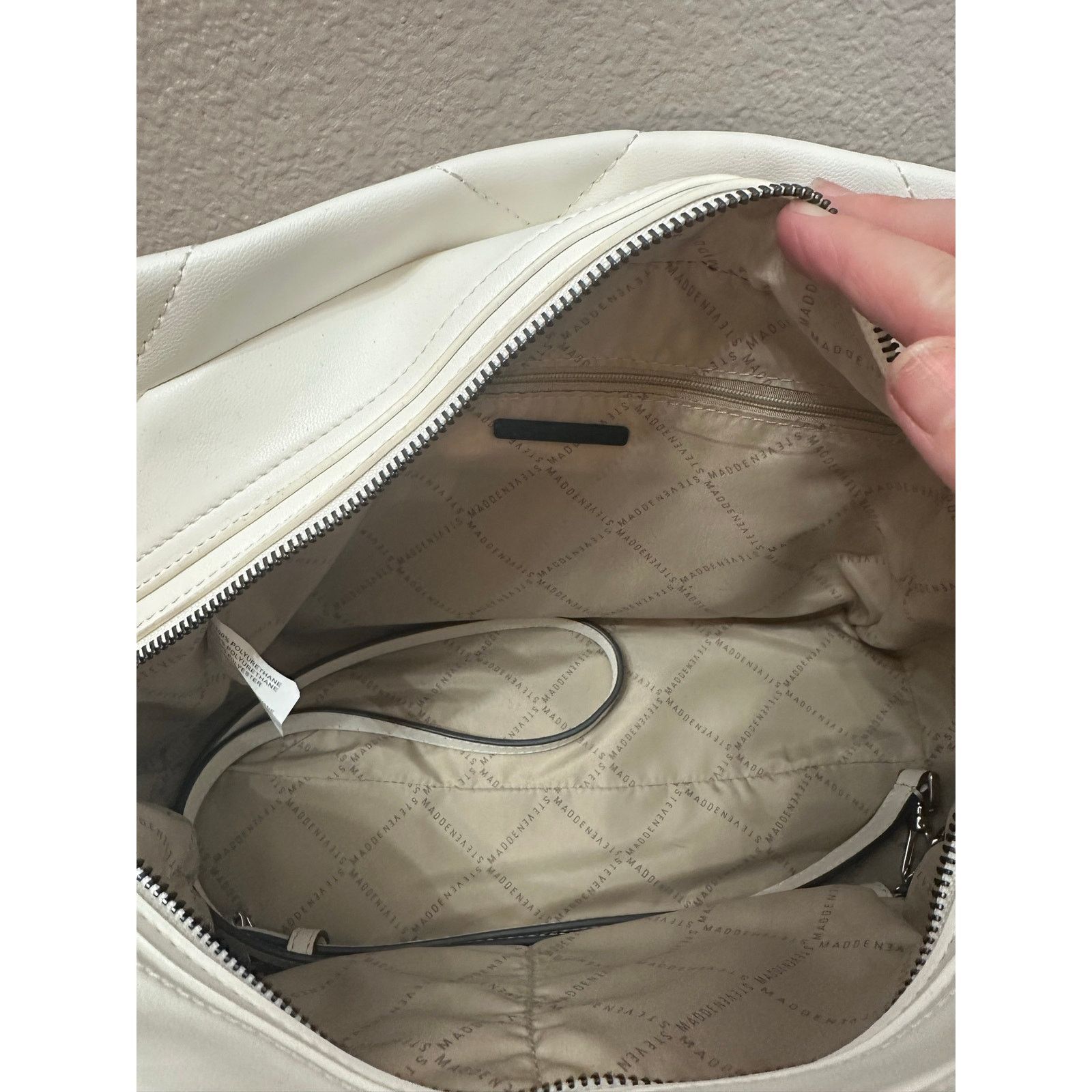 Steve Madden Steve Madden White Quilted Edgy Moto Tote Bag Size ONE SIZE - 4 Thumbnail