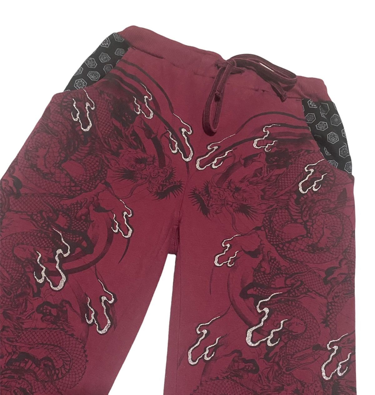image of Ovp Dragon Motive Bullet Noise Sukajan Style Sweatpant in Red, Men's (Size 35)