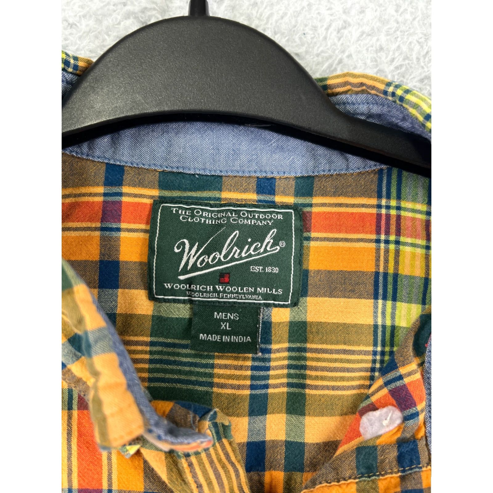 Vintage Woolrich Shirt Mens XL Yellow Plaid Button-Up 100% Cotton Pocket Casual Travel Workwear Mens Size US XL / EU 56 / 4 - 3 Thumbnail
