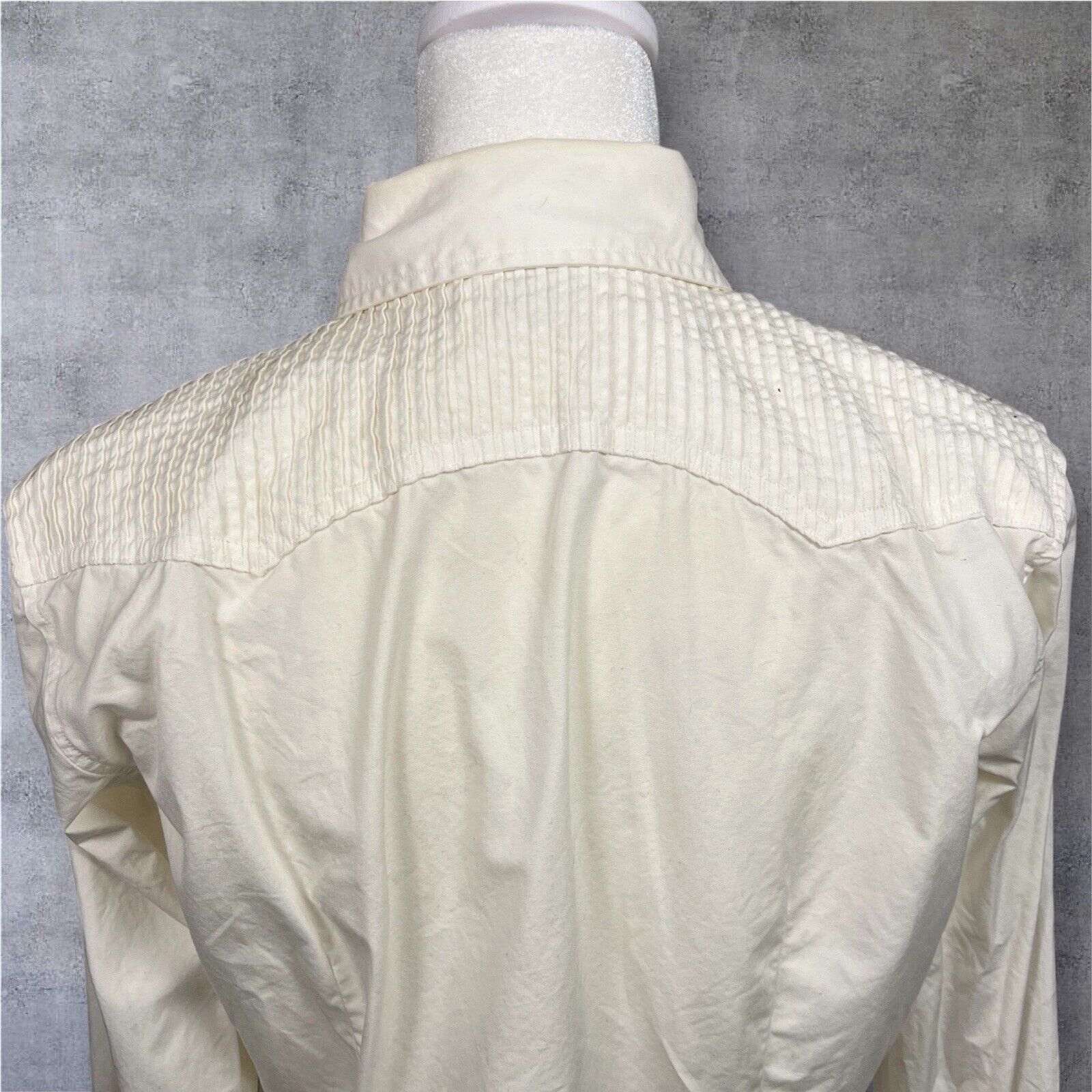 Gap Vintage GAP Pintuck Western Pearl Snap Shirt-White Y2K-Med Size M / US 6-8 / IT 42-44 - 4 Thumbnail