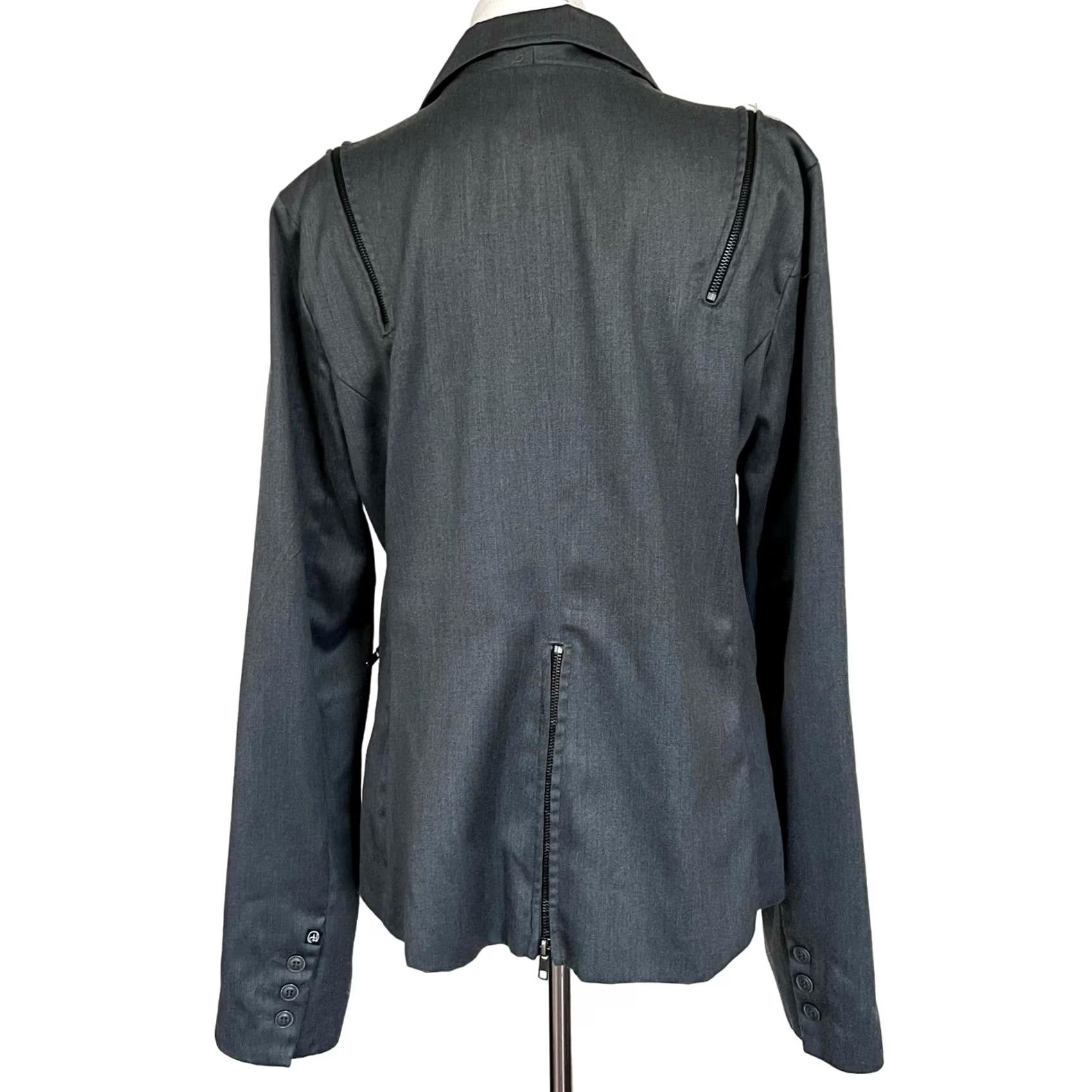 Vintage Chor Women’s Jacket Blazer Gray 3-Button Pockets Accent Zippers Wool Blend Sz L Size L / US 10 / IT 46 - 5 Thumbnail