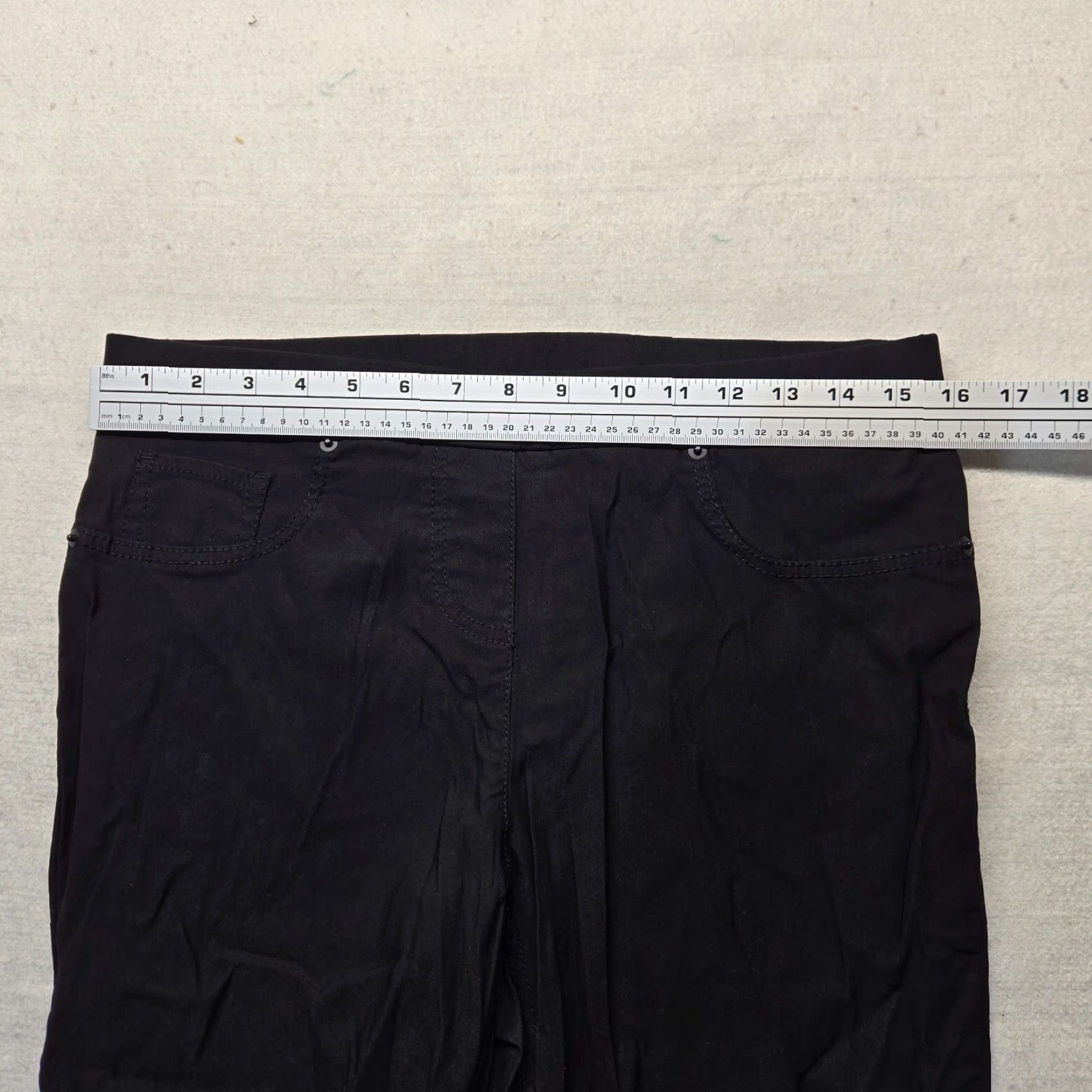 Vintage No Boundaries Solid Black Pants Waistband Tapered Leg Adult Women's L Large Size 36" / US 14 / IT 50 - 4 Thumbnail