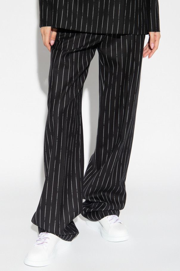 Alexander McQueen o1s22i1n1024 Broken Pinstripe Trouser in Black Size 26" / US 2 / IT 38 - 3 Thumbnail